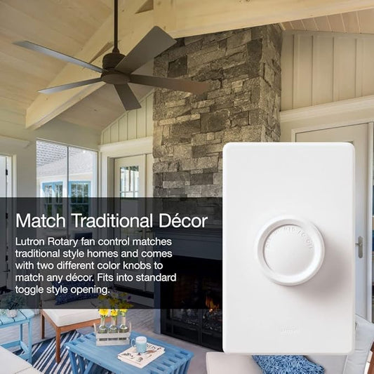 Lutron FSQ-2FH-DK Electronics Rotary On/Off Fan-Speed Control, White (Pack of 2)