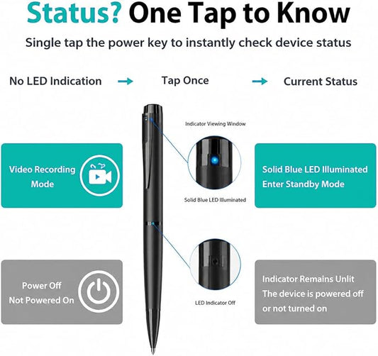 Mini Camera Pen 1080P HD Security Cam Nanny Camera with Loop Recording