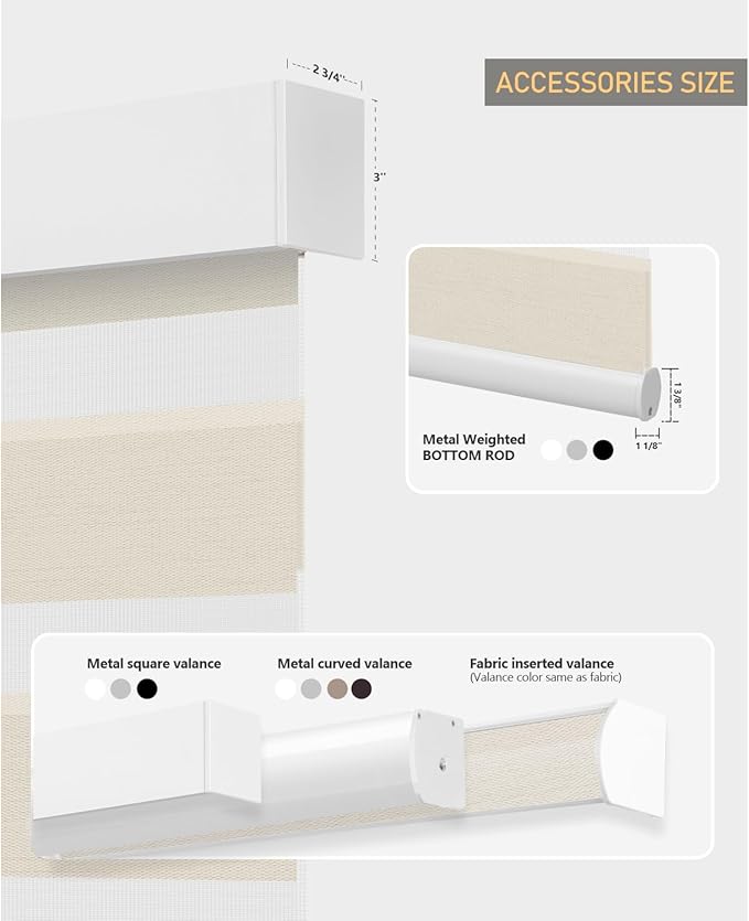 ACMEART Motorized Zebra Blinds,Smart APP & Remote Control 95% Blackout Shades,Compatible with Alexa,Custom Size Electric Window Blinds for Bedroom/Home/Office (Cream Beige)