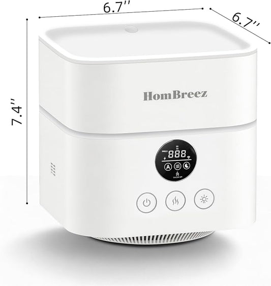 Air Purifier and Humidifier Combo for Bedroom, H13 True HEPA Filter, 1100ML Water Tank, Quiet Cool Mist Top Fill Essential Oil Diffuser for Baby, Pet Room, APP Control
