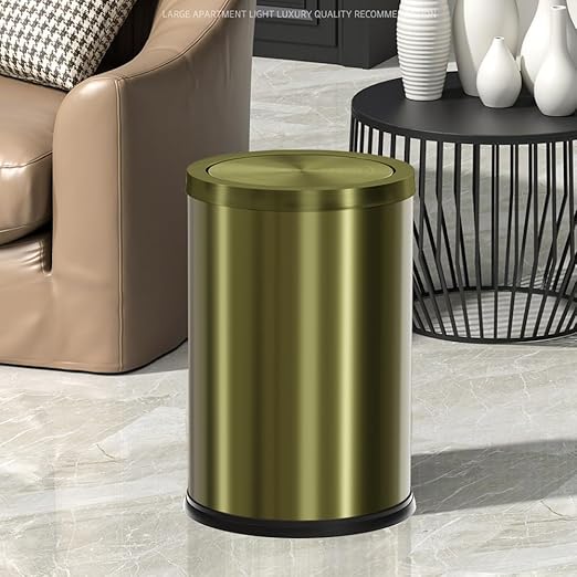 9L/2.4Gal Antique Bronze Bathroom Trash Can, Small Flip Garbage Can with Lid,Brushed,Single-Layer,Trash Bin for Laundry,Hotel,Office, Laundry Room (Bronze)