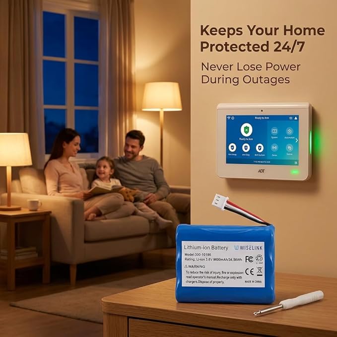 300-10186 Lithium Ion Battery Replacement for ADT Command Smart Security Panel, 9600mAh 3.6V High Capacity, Compatible with ADT5AIO-1 ADT7AIO-1, Tools Included