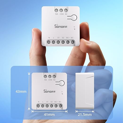 SONOFF WiFi MINI-D Smart Switch with Matter,Home Automation,Dry Contact Output,Supports AC or DC Input,Compatible Alexa & Google Home,for Garage Doors,Boilers,DC Low Power Motors/Solenoid Valves