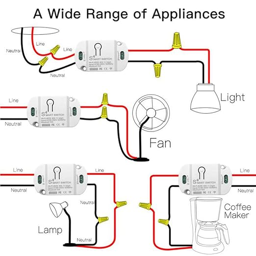 10A KR2201WB Wi-Fi Wireless Smart Basic Switch for Smart Home Smart Life APP Compatible with Alexa & Google Home Assistant No Hub Required Support DIY Module (5-Pcs)
