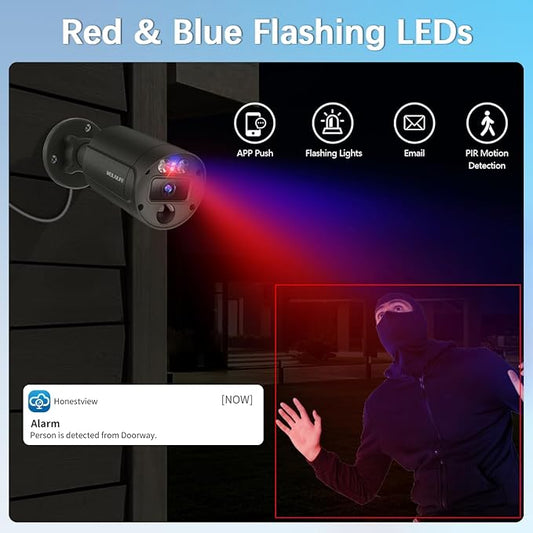 【2-Way Audio & 4K Ultra HD】 Outdoor Wired Security Camera System, Wired Cameras for Home Security, POE Video Surveillance Systems