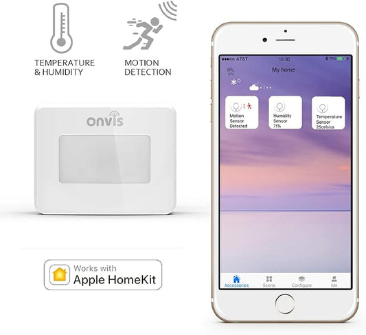 Onvis Smart Homekit Motion Sensor Indoor Humidity Gauge Hygrometer Thermometer Home Automation Trigger Bluetooth No Hub Required…