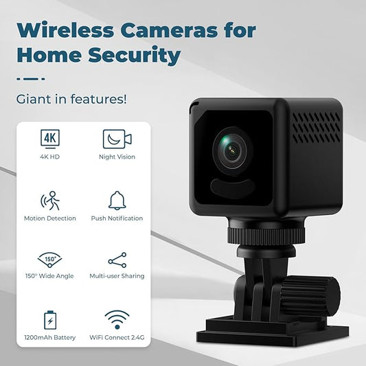 Mini 2026 Camera 4K WiFi Wireless Small Portable HD Nanny Cam with Motion Detection,Cloud & SD Storage,Night Vision,Wide Angle,Can No Need WiFi Cams Micro Security Cameras for Home Baby Indoor Outdoor