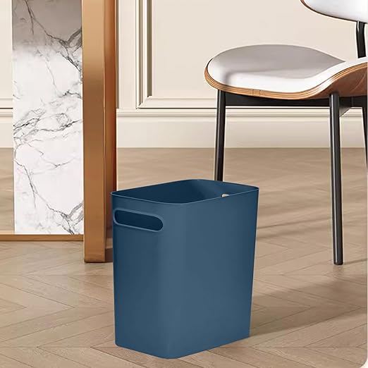 Versatile 1.8 Gallon Plastic Trash Can - The Compact Bin for Bathroom, Kitchen, or Home Office - Blue