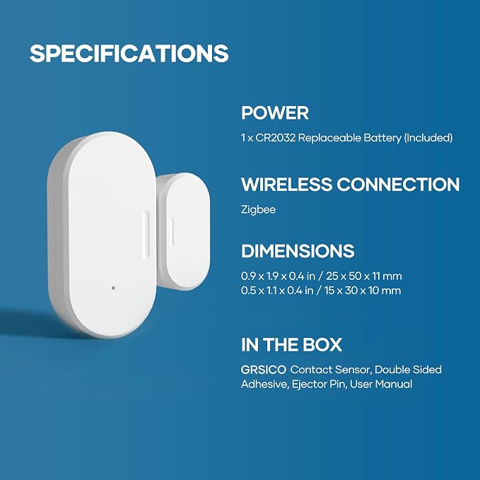 2 Pack Zigbee Door Sensor, Mini Smart Contact Sensor for Home Automation, Kid Safety, Compatible with SmartThings, Alexa, Home Assistant, Aeotec, Hubitat, Homey, Zigbee Hub Required