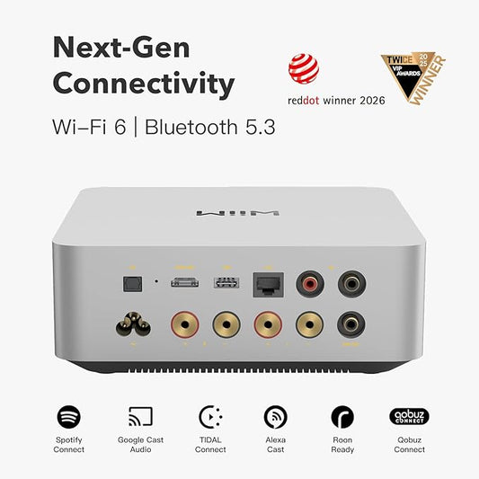 WiiM Amp Ultra with Voice Remote 2 | 100W Streaming Amplifier with Premium ESS ES9039Q2M DAC & Dual TI TPA3255 Amps | Built-in RoomFit EQ & Touchscreen | HDMI ARC, Optical, RCA Inputs | Silver