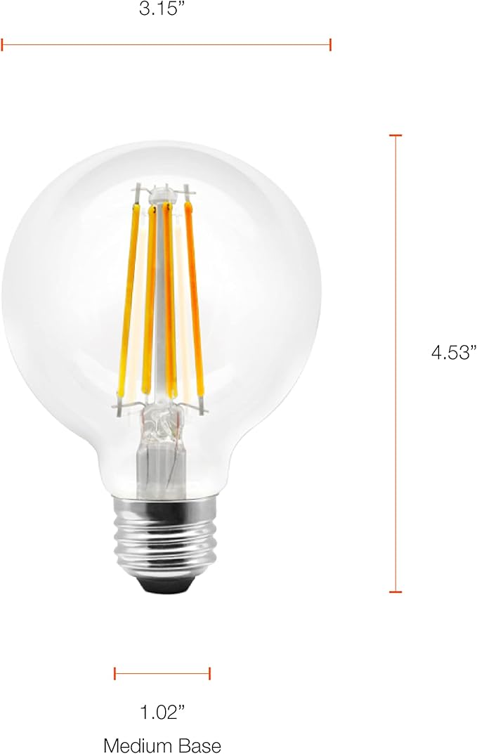 Sylvania WiFi LED Smart G25 Light Bulb, 5W Efficient with Filament, for Alexa/Google Assistant, Energy Star, Clear, 2700K, Soft White - 1 Pack (75798)