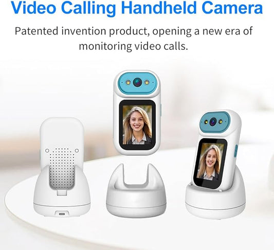 Video Calling Handheld Security Camera Indoor,Nanny Camera Baby Camera Pet Camera,2-Way Video Call 350°Pan Cameras for Home Security,Move Tracking,Alarm Push 1080P 2.8inch Screen,Night Vision