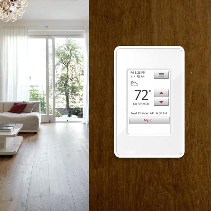 WarmlyYours UWG4-4999 nSpire Touch WiFi Programmable Smart Thermostat, with Touchscreen, Class A GFCI, and Floor Sensor (White)