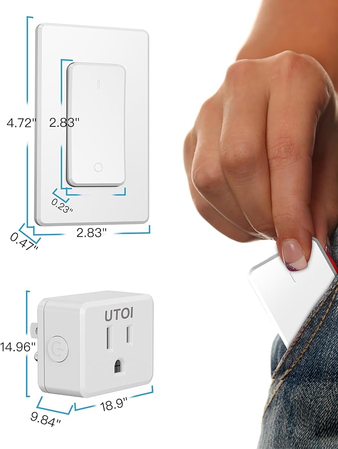 Remote Control Outlet Plug, Wireless Light Switch for Lamps and Household Appliances, 15A Remote Outlet Switch, Expandable, UL Listed, White