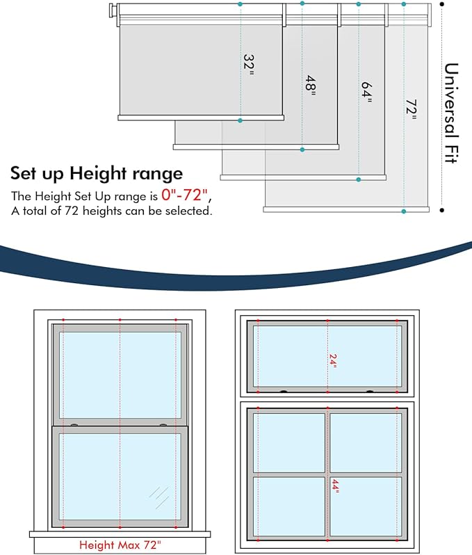 No-Drill Motorized Blinds with Remote Control, Rechargeable Smart Blackout Electric Shades for Windows, Electric Automatic Wireless Cordless Operation (White,42" W*72" H)