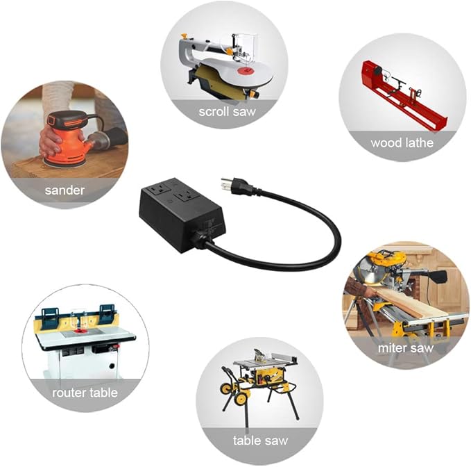 Automatic Vacuum Switch for Power Tools, Etoolcity Unique Current Sensing Technology to Delay Vacuum On to Prevent Circuit Overload, Eliminating Circuit Breaker Tripping