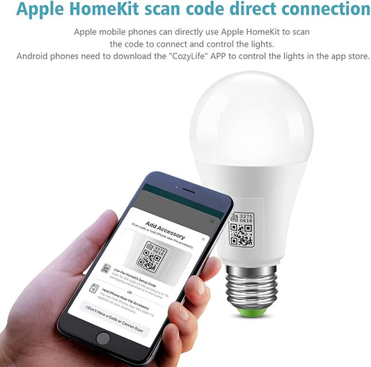 Smart Light Bulbs: WiFi LED Bulb, Works with Apple Homekit, Alexa, Google Home and Siri, E26 LED Smart Bulb, 2700K-6500K Dimmable and Timer Function, 800 Lumens 9W (1-Pack)