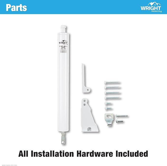 Wright Products Standard Duty Pneumatic Screen & Storm Door Closer – Adjustable Closing Speed, Quiet Operation, Easy Installation (Modern, White)
