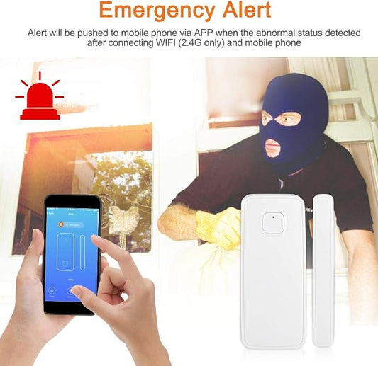 Smart Home Security Alarm System with App Control, Works with Home Assistan | 2.4GHz WiFi Door Window Sensor, Magnetic Detector with Phone Alert, for and Smart Home Automation