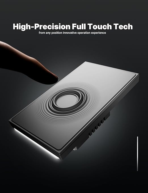 MOES Full Touch Smart Switch, ZigBee SF(Star Feather 2026 Version) Wall Light Switch, Neutral Wire Required, Anti-Glare Panel,Work with Smart Life/Tuya App, Alexa and Google Home White 1 Gang