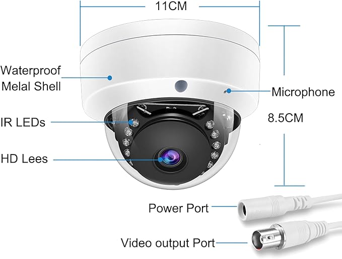 5MP Surveillance Security Camera Dome TVI/AHD/CVI/CVBS CCTV Analog BNC Wired Cameras 4-in-1 Home Indoor/Outdoor Waterproof 3.6mm Lens IR Night Vision Metal Housing Compatible 5MP 8MP DVR