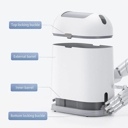 ELPHECO Bathroom Trash Can with lid, 2.5 Gallon, Motion Sensor, White Grey