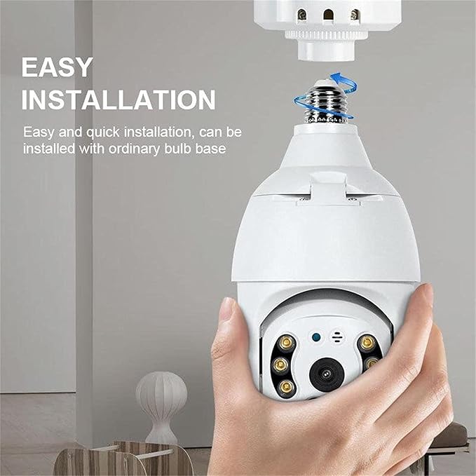 2PCS 360 Degree Security Cameras Wireless Outdoor, 2.4GHz & 5GHz WiFi Light Bulb Camera, 1080p Indoor for Home Camera System, Motion Detection, Two-Way Audio (2PCS)