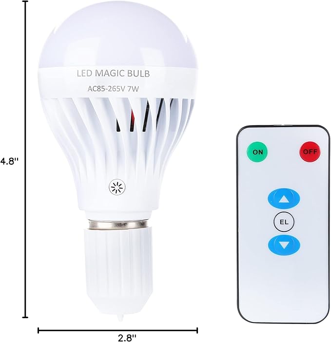 BSOD Rechargeable Light Bulbs with Remote, Battery Operated Light Bulb Emergency Light Magic Lightbulb for Cordless Lamps Backup Power Outage Lighting Flashlight