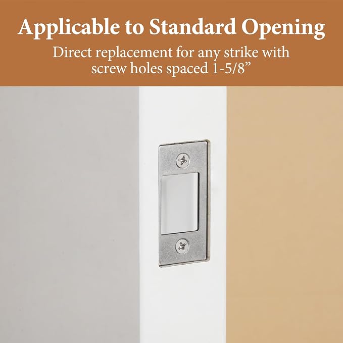 Deadbolt Restorer Strike Plate, Fix Dead Bolt Misalignment/Sticking/Jamming, Large Hole and Narrow Edge Frame Striker for Door Latch (1, Silver) | Narrow Edge & Large Hole, 2-1/4"H x 1"W, 1-5/8” Screw Hole Spacing, Stainless Steel, Enlarged Opening for...