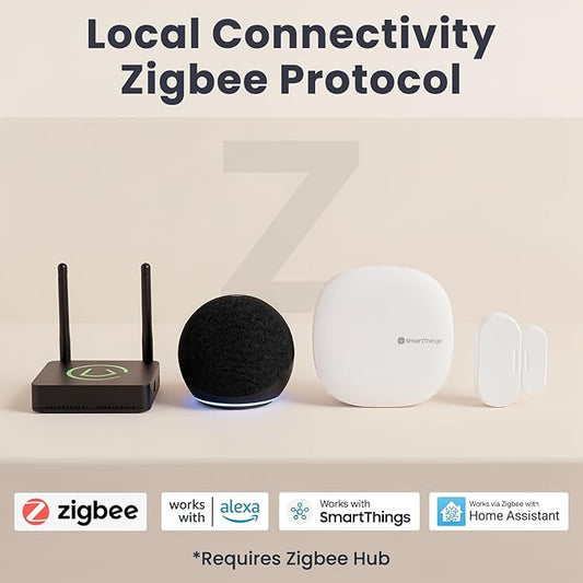 4 Pack Zigbee Door Sensor, Mini Smart Contact Sensors for Doors, Home Automation, Compatible with SmartThings, Alexa, Home Assistant, Hubitat, Aeotec and Homey (Zigbee Hub Required)