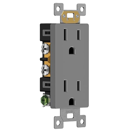 ENERLITES 10 Pack Decorator Wall Outlet, 15A Standard Electrical Receptacle | Self-Grounding, UL Listed, 5-15R, 125V, Non-Tamper Resistant Residential Outlets for Home, Kitchen, Bathroom, Gray