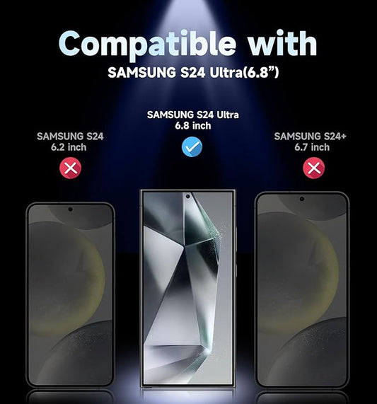 MAGIC JOHN 2 Pack for Samsung Galaxy S24 Ultra Privacy Glass Screen Protector 6.8 inch, 28° Anti-spy Tempered Glass Film, Auto Dust-Elimination Installation, Bubble Free, Case Friendly