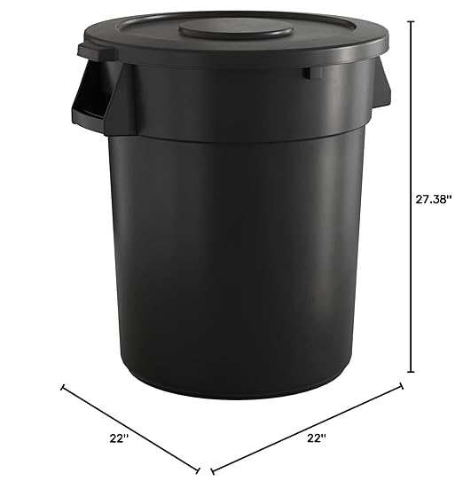 32 Gallon Black Round Commercial Trash Can with Lid, Heavy-Duty Food Grade NSF Certified, Perfect for Restaurant, Office, School, Garage, Backyard, Workshop, Warehouse