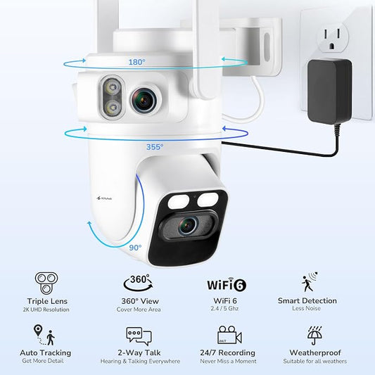 Kittyhok Home Security Camera System Wireless, 2K Triple Lens Cameras