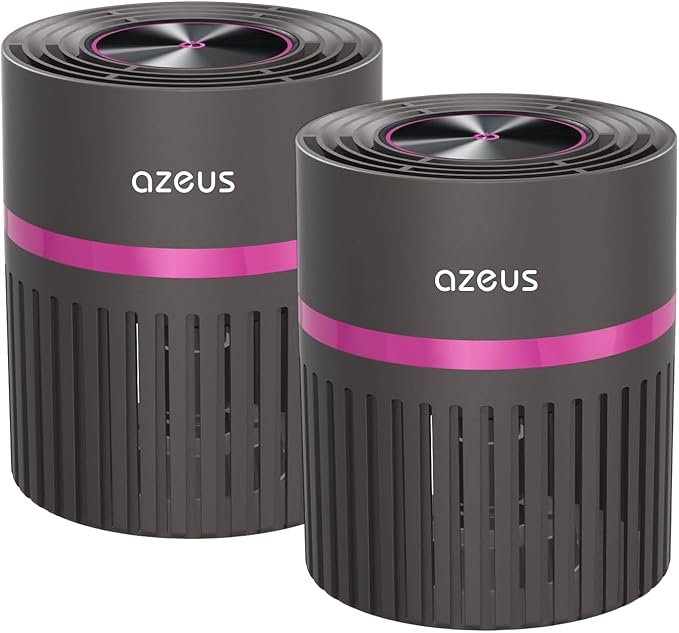 AZEUS Air Purifier 2-Pack, Quiet Desktop Air Cleaner with Layered Filter, Small Portable Design for Bedroom, Office, Dorm Room