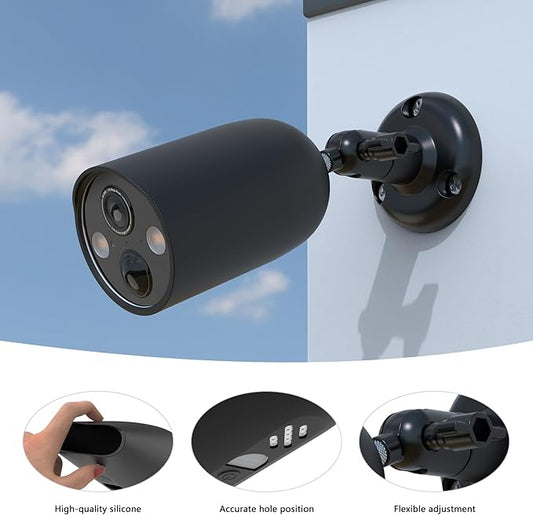 Adjustable Mount and Silicone Skin Cover for TP-Link Tapo MagCam 2024 PCMag(Tapo C425) and Tapo SolarCam 2K Security Cameras (Black)