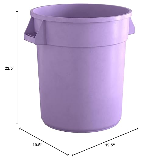 20 Gallon Purple Round Commercial Trash Can, Heavy-Duty Food Grade NSF Certified, Perfect for Restaurant, Office, School, Garage, Backyard, Workshop, Warehouse