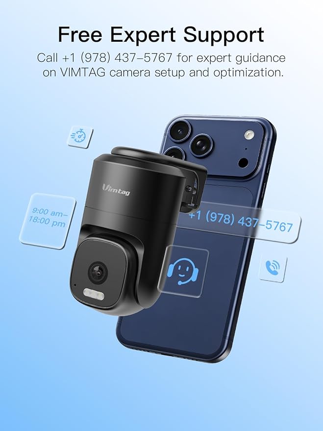 VIMTAG 2.5K 4MP Outdoor Security Camera, Pan/Tilt WiFi Home CCTV Camera, 360ยฐ View & Motion Tracking, Color Night Vision, 2-Way Audio, AI Detection Alarm, IP66, Cloud & SD Card Storage, Works w/Alexa