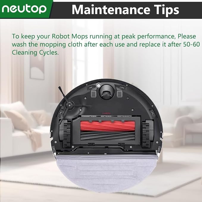 Mop Cloths Pads, Compatible with Roborock S8, S8+, S7, S7+, S7 MaxV Plus/MaxV Ultra/Pro Ultra, Robot Vacuum Cleaners, Washable Spare Parts Accessories, 6-Pack.