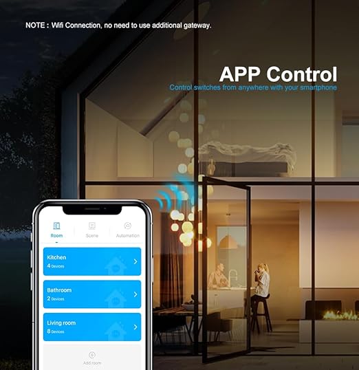 LIVOLO WiFi Touch Wall Switch for Smart Home, Compatible with Alexa & Google Home, Neutral Wire Required, 2 Gang, Tempered Glass Panel, (Black)