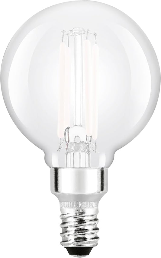 Sylvania G16.5 Clear Globe LED White Filament Bulb, 3.5W, Dimmable, 350 LMS, Candelabra Base, 2700K, Soft White - 2 Pack (42243)