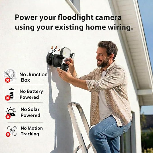 2K Hardwired Flood Light Camera, 3500LM Dual-Head Outdoor Security Camera with Color Night Vision, 5G/2.4G WiFi, PIR Motion Detection, Siren, 2-Way Audio, IP65, Compatible with Alexa, Black