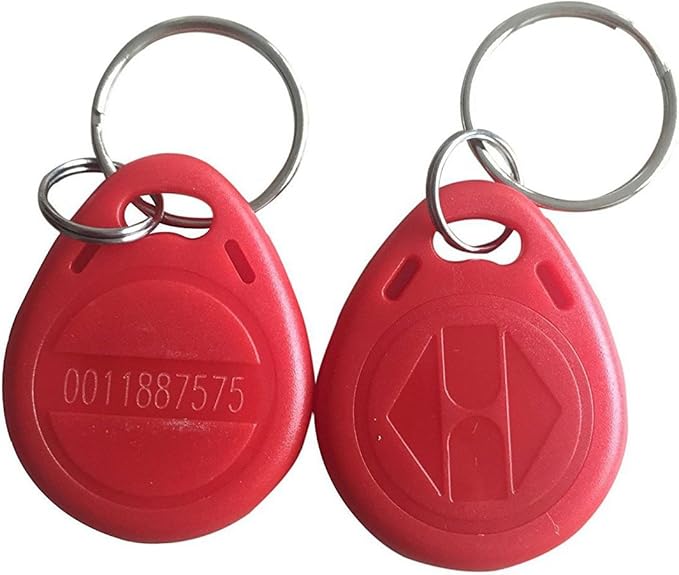 125khz RFID Smart EM ID Read Only Entry Access Keyfob Tag Token Keychain Card (100 Pack) (Red)