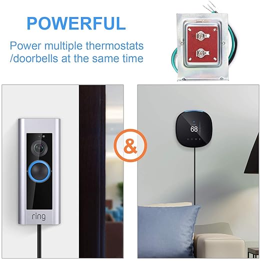 Maxdot Doorbell Transformer 24V 40VA Compatible with Ring Wired Video Doorbell, Safe Wired 24 Volt Doorbell Kit, Easy to Install Door Bell Transformer, The Product Has Passed The UL Test(2 Pcs)