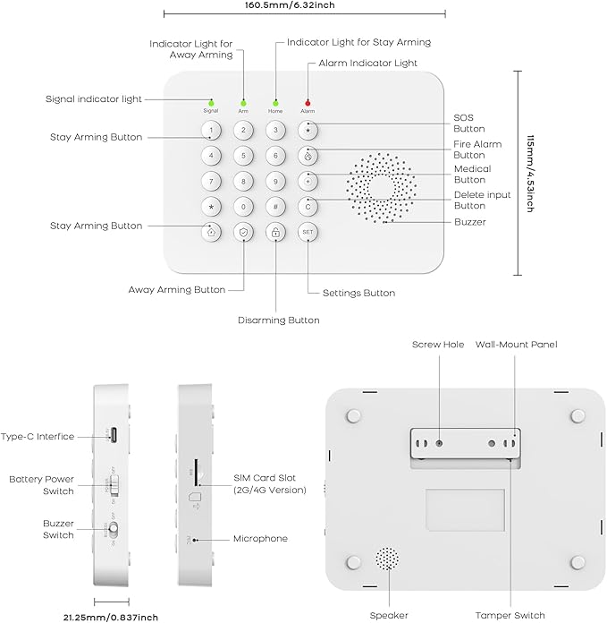 Home Security System with WiFi/4G Phone App Alerts Alarm System,Door Window Alarms Sensors,Motion Sensors,Remote,NO Monthly Fees Auto Alarm Dial Easy to Install,for Apartment,Garage,Warehouse
