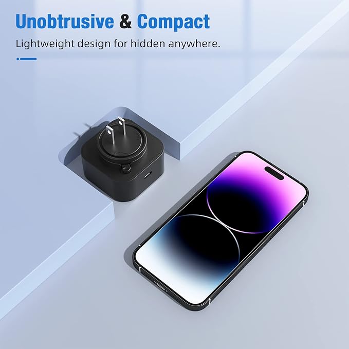 LIZVIE 1080P Nanny Spy Camera Charger Supports 2.4G WiFi, Mini Hidden Camera Charger with Motion Detection, Night Version, Nanny Cam Hidden Cameras, Small Security Camera with Motion Detection