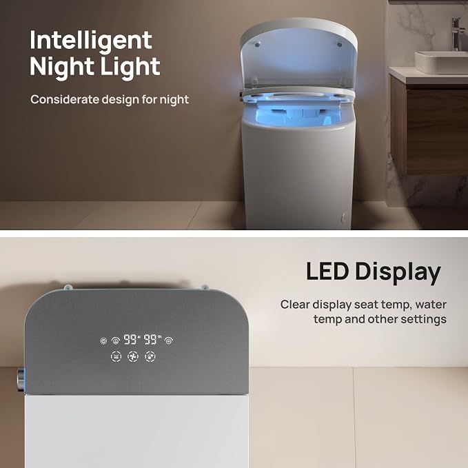 Smart Toilet with Bidet Built-in: Super Gentle Wash Bidet Toilet with Dryer