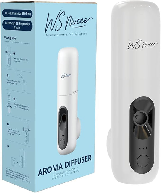 Waterless Essential Oil Diffuser for Home 161 Sqft - Plug in Waterless Diffuser Diffuser for Bedroom & Bathroom, 25dB Ultra-Quiet, Portable Wall Diffuser,Better with Pure Oil