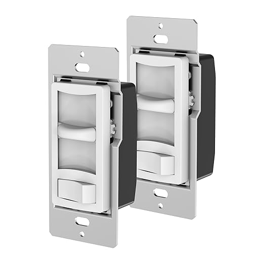 Feit Electric LED Slide Dimmer Switch, Single-Pole or 3-Way Wall Light Dimmer for Dimmable LED & CFL Bulbs, Includes Wall Plate and Wire Nut Installation, DIM/Slide/2, 2 Pack