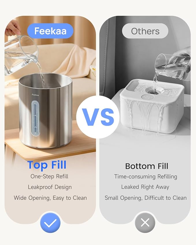 Feekaa Stainless Steel Humidifier, 4L/1Gal Cool Mist Humidifiers for Bedroom, Easy to Clean Dishwasher Safe Humidifier Large Room with Diffuser, Humidifiers for Baby Nursery Living Room Office Plant